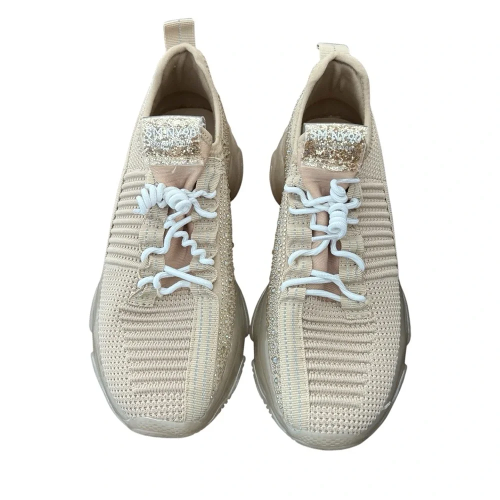 Steve Madden Jmaxima Blush Multi Jeweled Tan Bedazzled SM NY90 Sneakers Size 4M